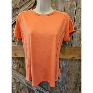 Orange size large L women's Lightweight packable hiking active performance top